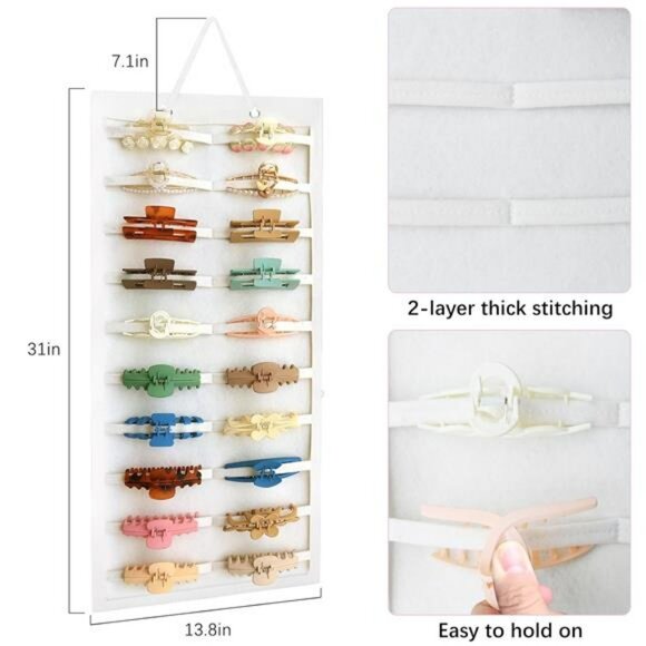 Hanging Claw Clip Organizer Hair Bow Holder Storage Rack for Wall Door Closet - Picture 2 of 8